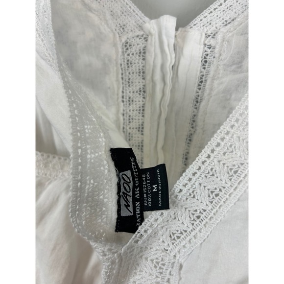 Nation AK Boho Crochet Lace Maxi Dress Medium Beach Wedding White Smocked Resort - Picture 7 of 9